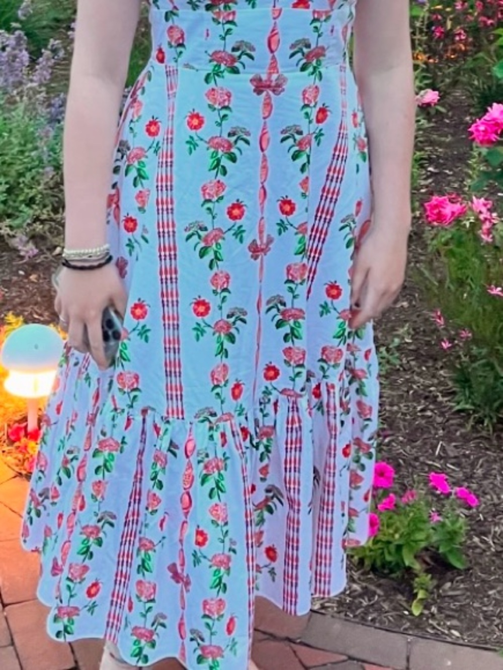 Hill House Pink and Green Floral Striped Midi Dress - Picture 14 of 16